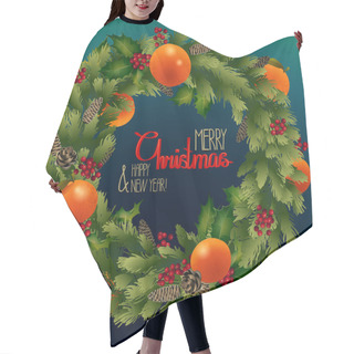 Personality  Christmas Fir Wreath With Mandarins And Holly Hair Cutting Cape