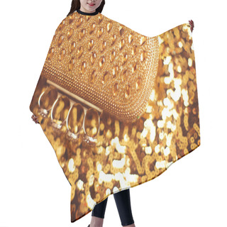 Personality  Fashion Golden Womens Accessory. Luxurypurse On Yellow Sequins S Hair Cutting Cape
