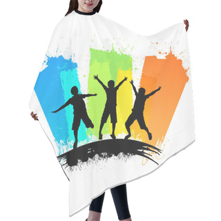Personality  Kids Silhouettes With Paint Color Splashes Hair Cutting Cape