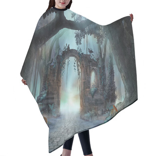 Personality  Archway In An Enchanted Fairy Forest Landscape, Misty Dark Mood, Can Be Used As Background Hair Cutting Cape