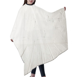 Personality  White Wooden Tabletop And White Wall With Bricks Hair Cutting Cape