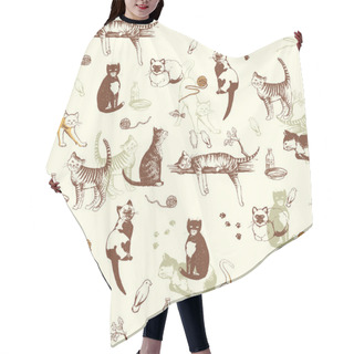 Personality  Cat Seamless. Hair Cutting Cape