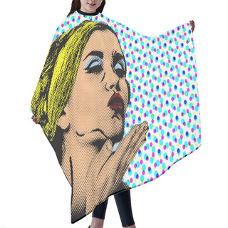 Personality  Pop Art Comic Style Woman, Retro Poster Hair Cutting Cape
