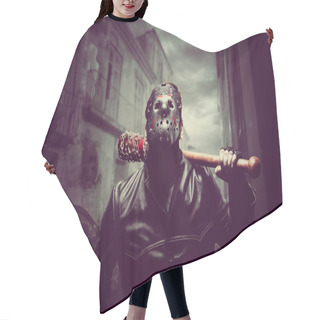 Personality  Psycho In Metal Mask With Bat Hair Cutting Cape