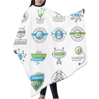 Personality  Large Set Of Vector Logos Robots And New Technologies Hair Cutting Cape