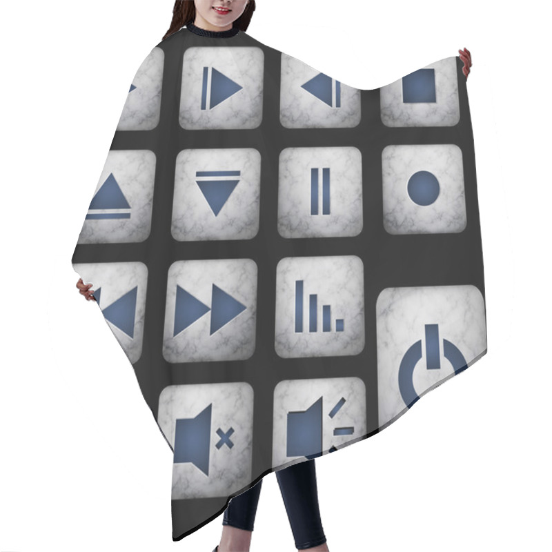 Personality  Media Player Gray Buttons Set Hair Cutting Cape