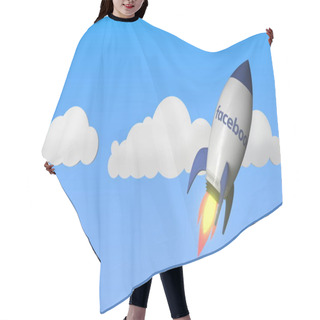 Personality  FACEBOOK Logo On A Rocket Mockup. Editorial Success Related 3D Rendering Hair Cutting Cape