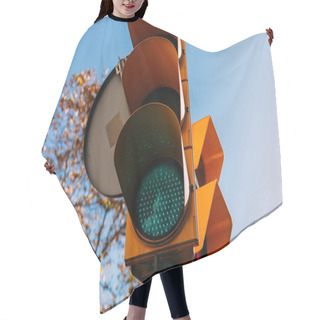 Personality  Traffic Light With Clear Blue Sky On Background, Barcelona, Spain Hair Cutting Cape