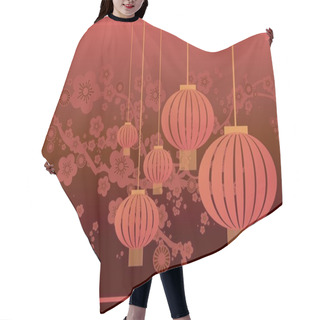 Personality  Cherry Blossom With Chinese Lantern Hair Cutting Cape