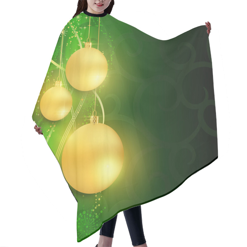 Personality  Golden Baubles On Dark Green Background Hair Cutting Cape