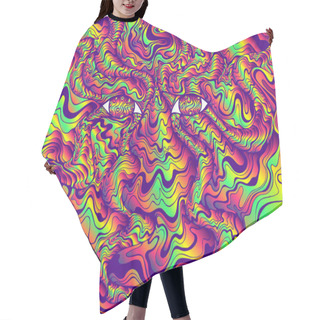 Personality  Psychedelic Alien Eyes With Waves. Bright Gradient Colors. Fanta Hair Cutting Cape