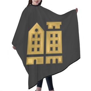 Personality  Amsterdam Gold Plated Metalic Icon Or Logo Vector Hair Cutting Cape