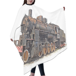 Personality  Isolated Steam Engine Locomotive Hair Cutting Cape
