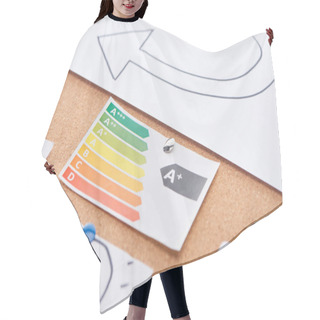 Personality  Paper Card With Rainbow Spectrum Colored Diagram And Idea Sign Drawing Pinned On Cork Office Board Hair Cutting Cape