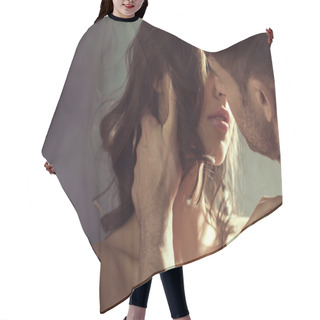 Personality  Sensual Woman Kissing Her Husband Hair Cutting Cape