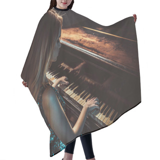 Personality  Beautiful Woman With Fancy Elegant Dress Posing In The Piano Roo Hair Cutting Cape