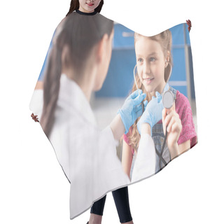 Personality  Little Girl Visiting Doctor Hair Cutting Cape