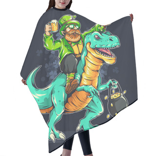Personality  St.patrick's Day Bearded Man Riding A Dinosaur Hair Cutting Cape
