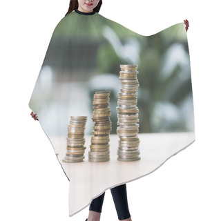 Personality  Stacks Of Coins On Table Hair Cutting Cape