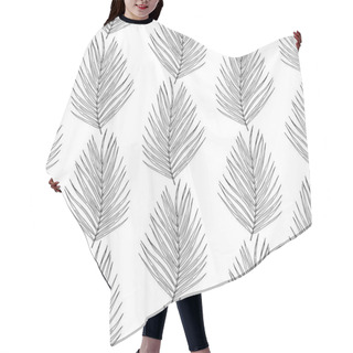 Personality  Palm Tree Leaves Black Ink Seamless Pattern Hair Cutting Cape