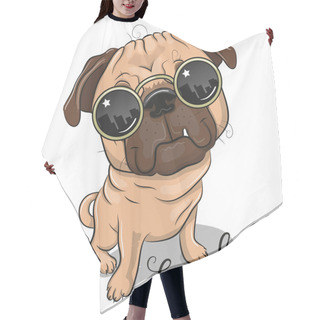 Personality  Cool Cartoon Pug Dog With Sun Glasses Hair Cutting Cape