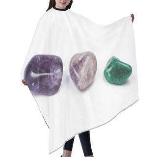 Personality  Different Colorful Semi Precious Stones On White Background Hair Cutting Cape