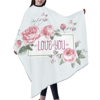 Personality  Vintage Watercolor Greeting Card With Blooming English Roses Hair Cutting Cape