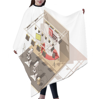 Personality  Vector Isometric Low Poly Television Studio Icon Hair Cutting Cape
