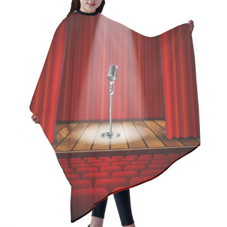 Personality  Microphone And Red Curtain Hair Cutting Cape