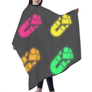 Personality  Attract Customers Four Color Glowing Neon Vector Icon Hair Cutting Cape