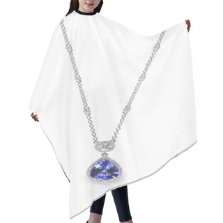 Personality  Blue Gemstone And Diamond Pendant Necklace Hair Cutting Cape