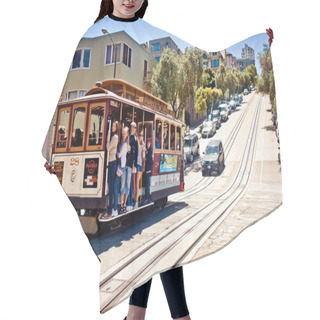Personality  Passengers Enjoy A Ride In A Cable Car Hair Cutting Cape