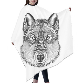 Personality  Zentangle Stylized Wolf Face. Hand Drawn Guata Doodle Vector Ill Hair Cutting Cape