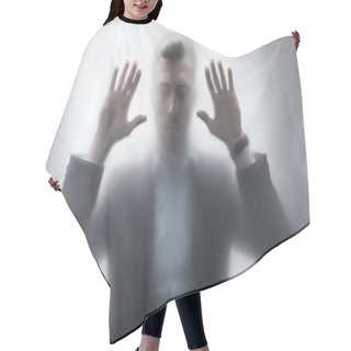 Personality  Silhouette Of Man Behind The Glass Hair Cutting Cape
