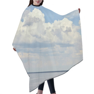 Personality  Landscape With River And White Clouds On Blue Sky Hair Cutting Cape