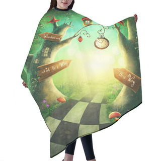 Personality  Enchanted Wood With A Clock And Signs Hair Cutting Cape