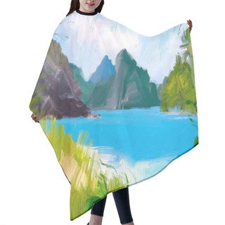 Personality  Abstract Creative Tropical Landscape Oil Picture Hair Cutting Cape