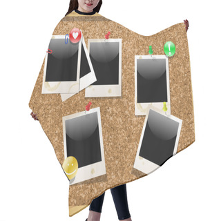 Personality  Corkboard With Polaroid Photos. Vector Illustration Hair Cutting Cape