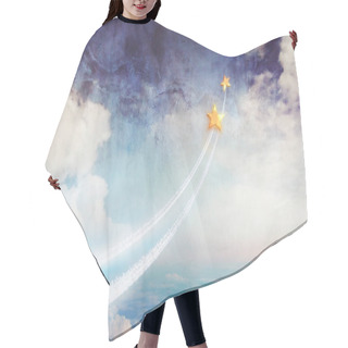 Personality  Two Stars Flying Above The Clouds, Up Into Space. Dream Together, Relationships And Dreams, A Conceptual Image Hair Cutting Cape