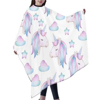 Personality  Set Of Magical Unicorns With Stars And Clouds Isolated On White Background  Hair Cutting Cape