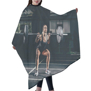 Personality  Sportswoman Lifting Barbell Hair Cutting Cape