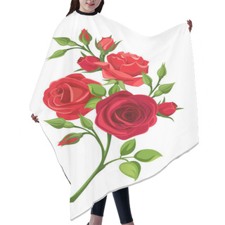 Personality  Branch Of Red Roses. Vector Illustration. Hair Cutting Cape