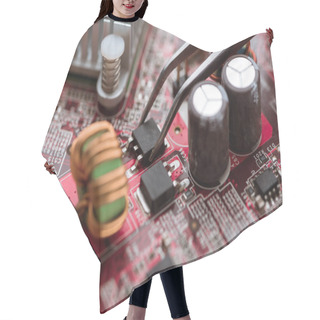 Personality  Assembling Digital Circuit Board With Microchips And Components  Hair Cutting Cape