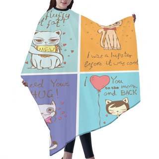 Personality  Set Of Stylish Hipster Cats Hair Cutting Cape
