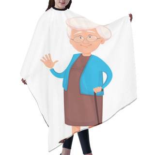 Personality  Grandmother Waving Hand Hair Cutting Cape