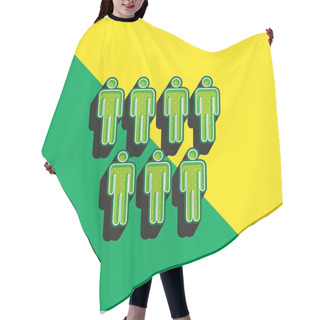 Personality  7 Persons Male Silhouettes Green And Yellow Modern 3d Vector Icon Logo Hair Cutting Cape