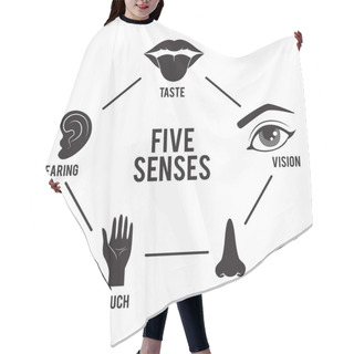 Personality  Five Senses Vector Icon Set. Hair Cutting Cape