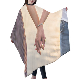 Personality  Happy Couple Holding Hands  Hair Cutting Cape