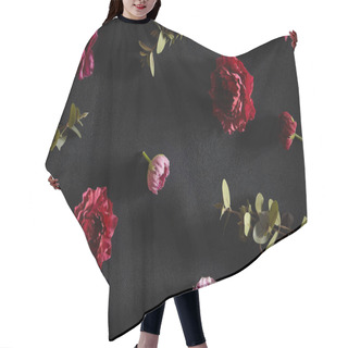 Personality  Moody Floral Concept - Flower On Dark Textured Background. Top View Hair Cutting Cape
