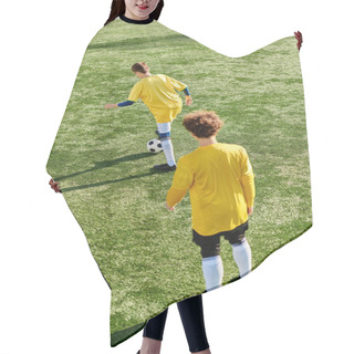 Personality  A Group Of Young Men Passionately Playing A Game Of Soccer On A Green Field, Showcasing Teamwork, Skill, And Friendly Competition. The Players Are Running, Passing, And Scoring Goals While Enjoying The Exhilarating Sport. Hair Cutting Cape